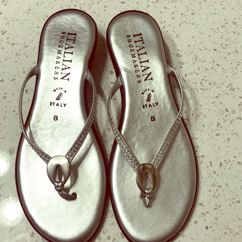 Silver thong sandals